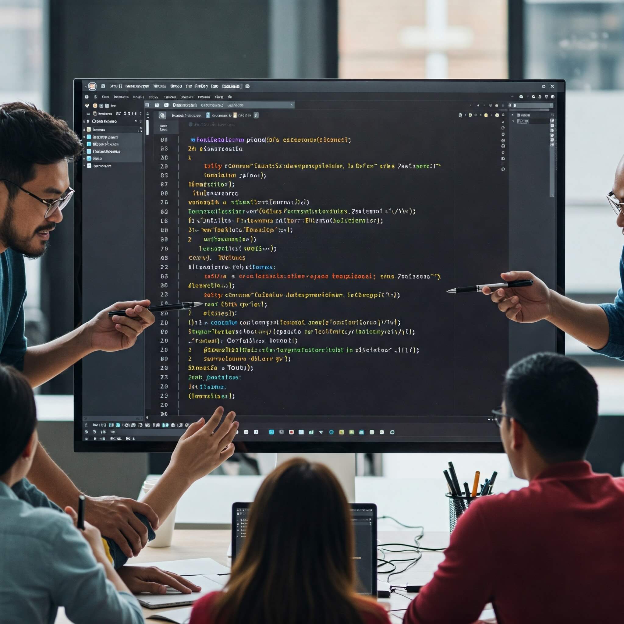 Membros fazendo code reviews